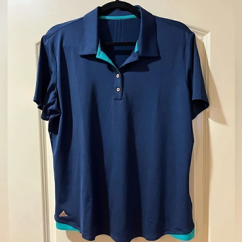 ADIDAS Short Sleeve Golf Shirt Navy Teal Women’s Size Small